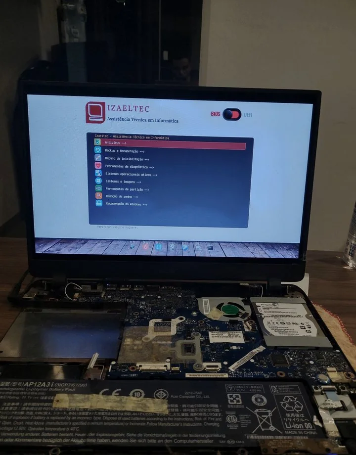 Notebook em manutenção